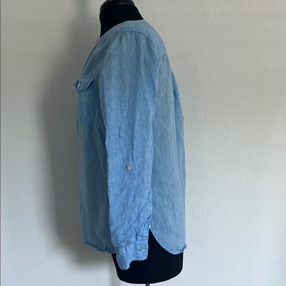 Talbots Sky Blue Linen Blouse - Picture 4 of 14